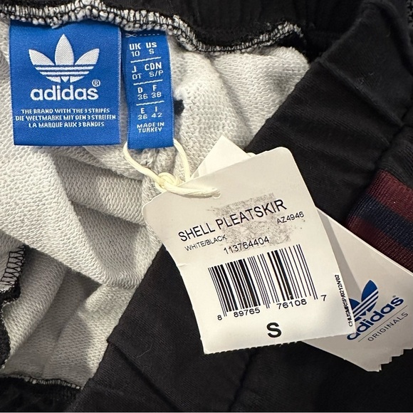 Adidas Originals Shell Tide Pleated Skirt White Black S mini sporty athletic - Picture 5 of 7